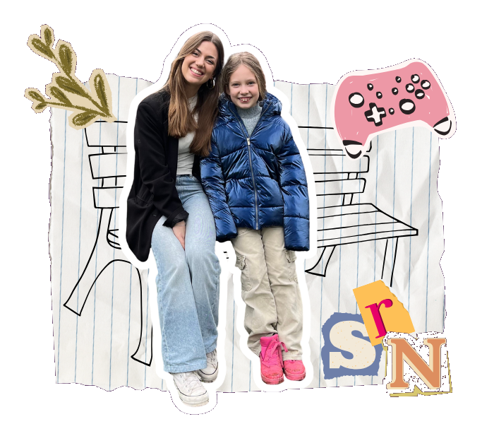Jongere en kind poseren samen