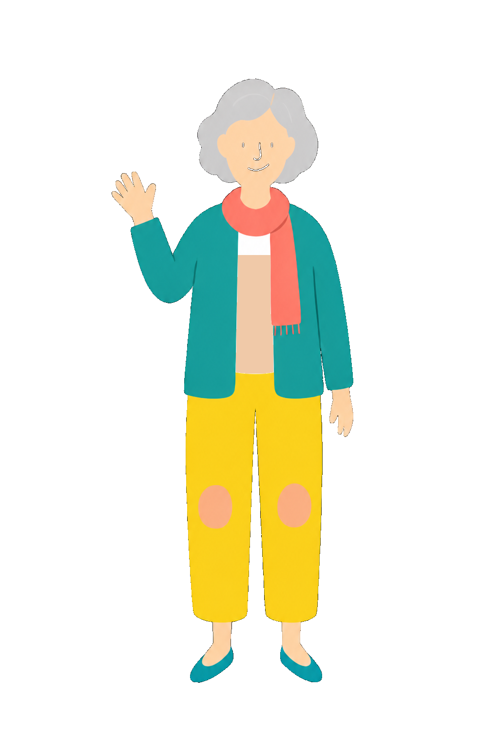 Illustratie van mevrouw Frea, senior deelnemer