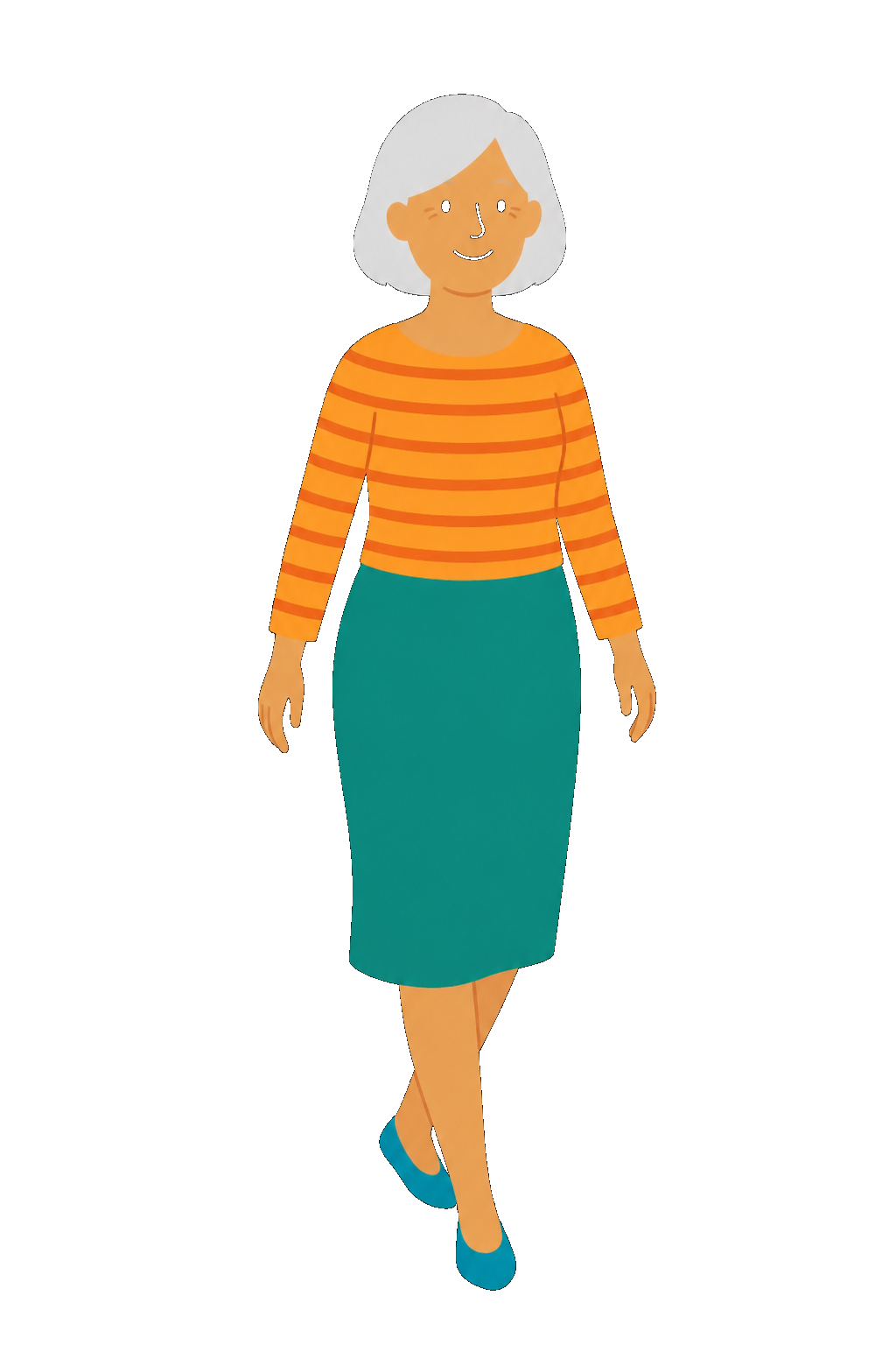 Illustratie van mevrouw Adea, senior deelnemer